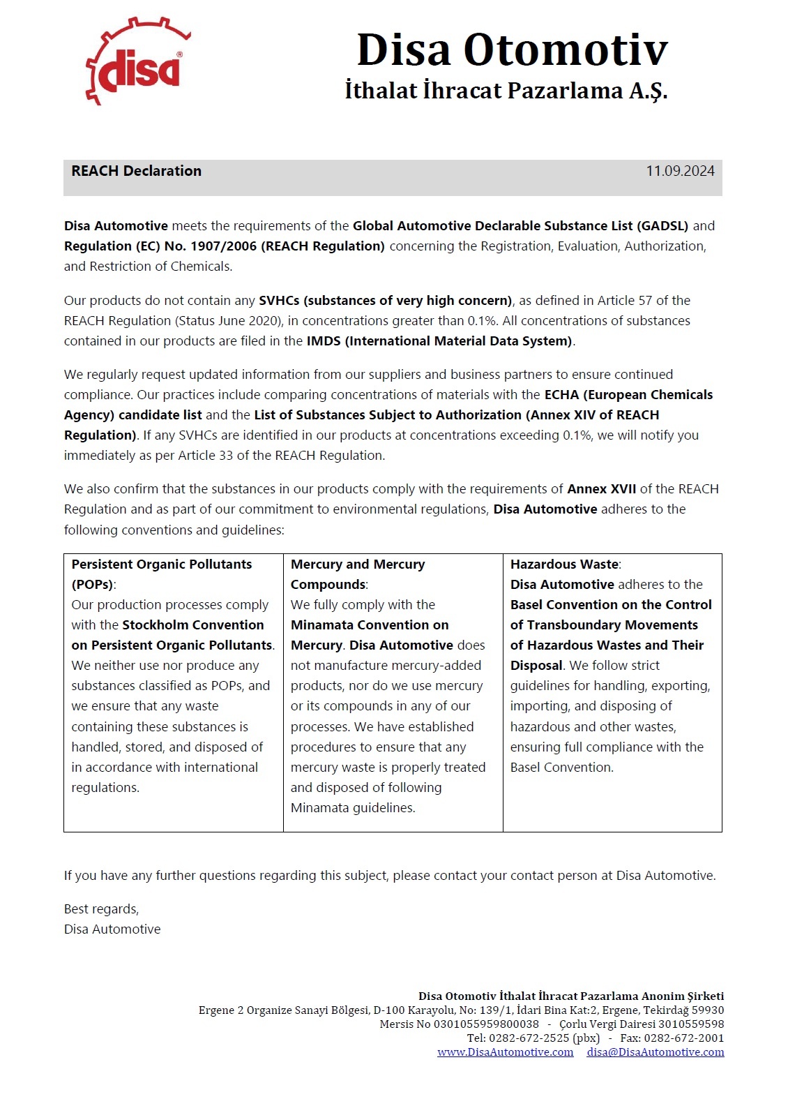 REACH Declaration